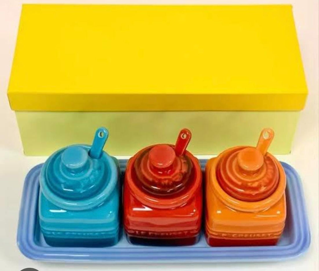 Lc stoneware condiment jars