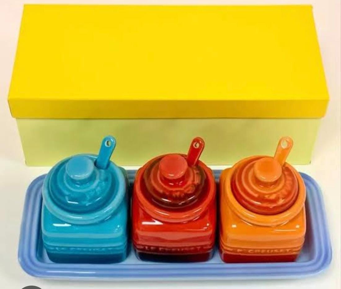 Lc stoneware condiment jars