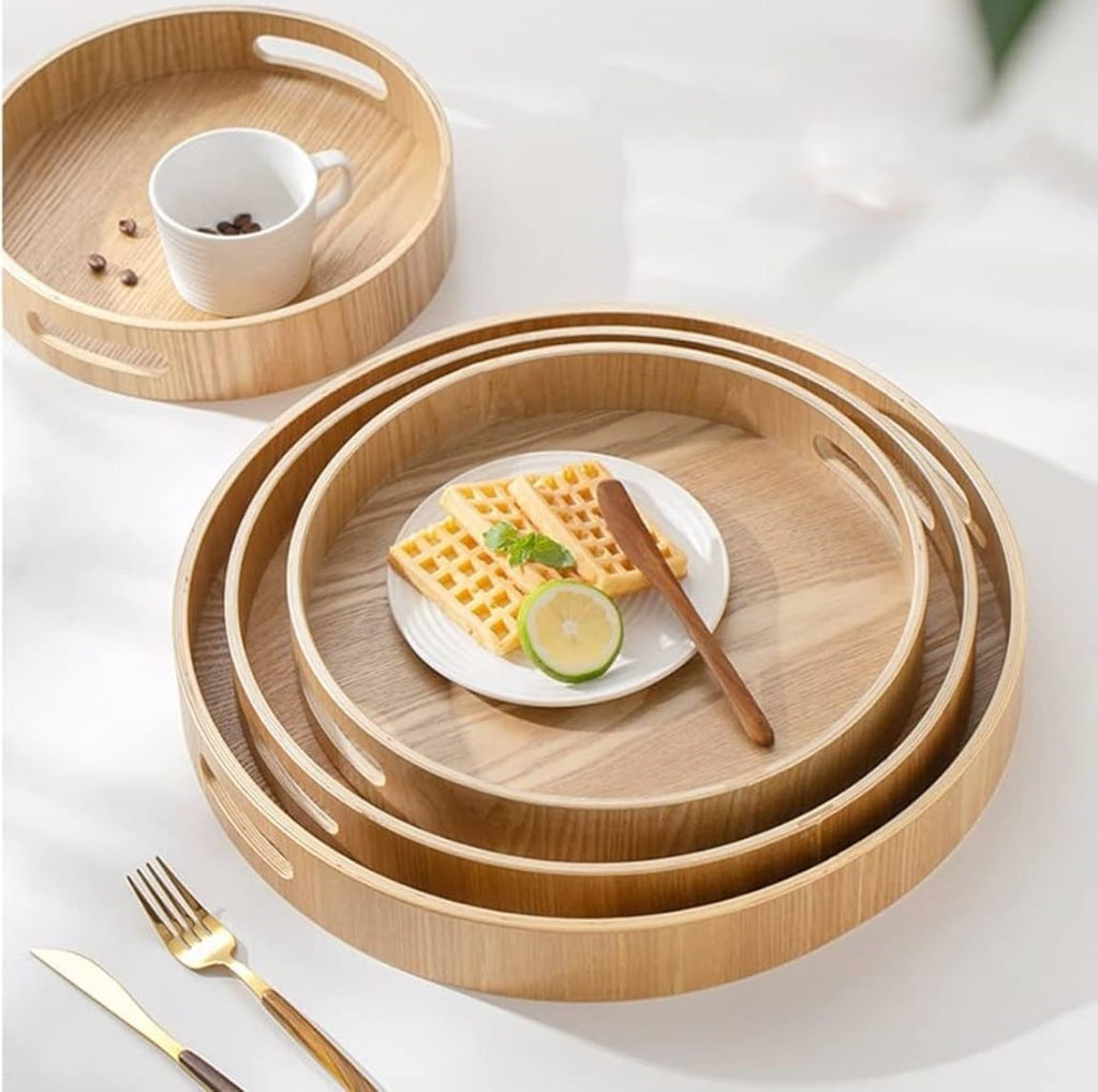 Round bamboo serving tray