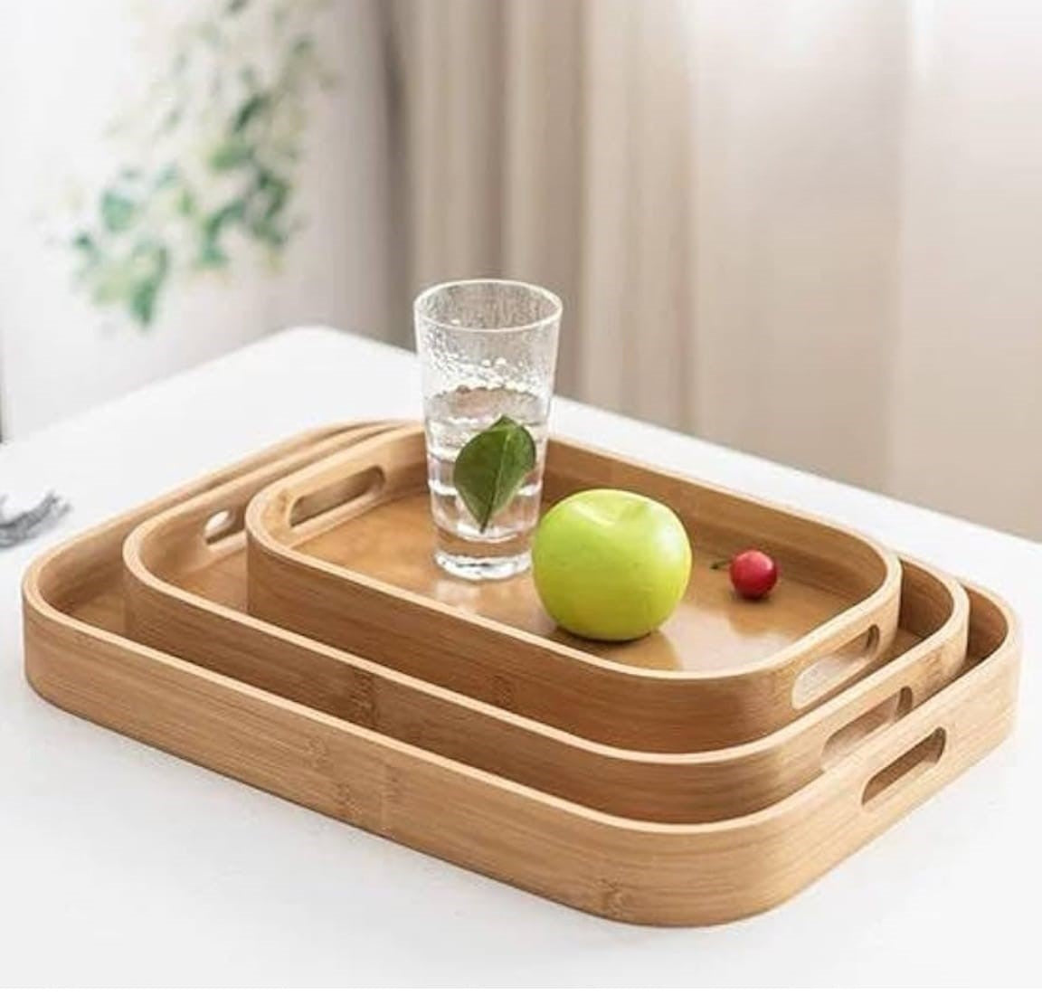 3pcs thickened bamboo serving tray