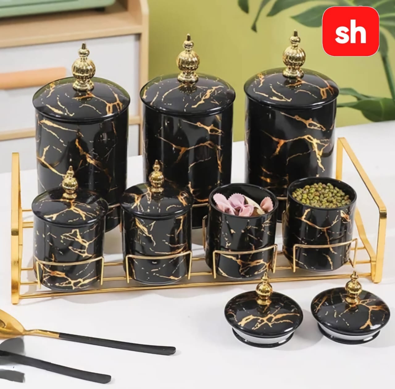 7pcs Luxury ceramic sealed pot