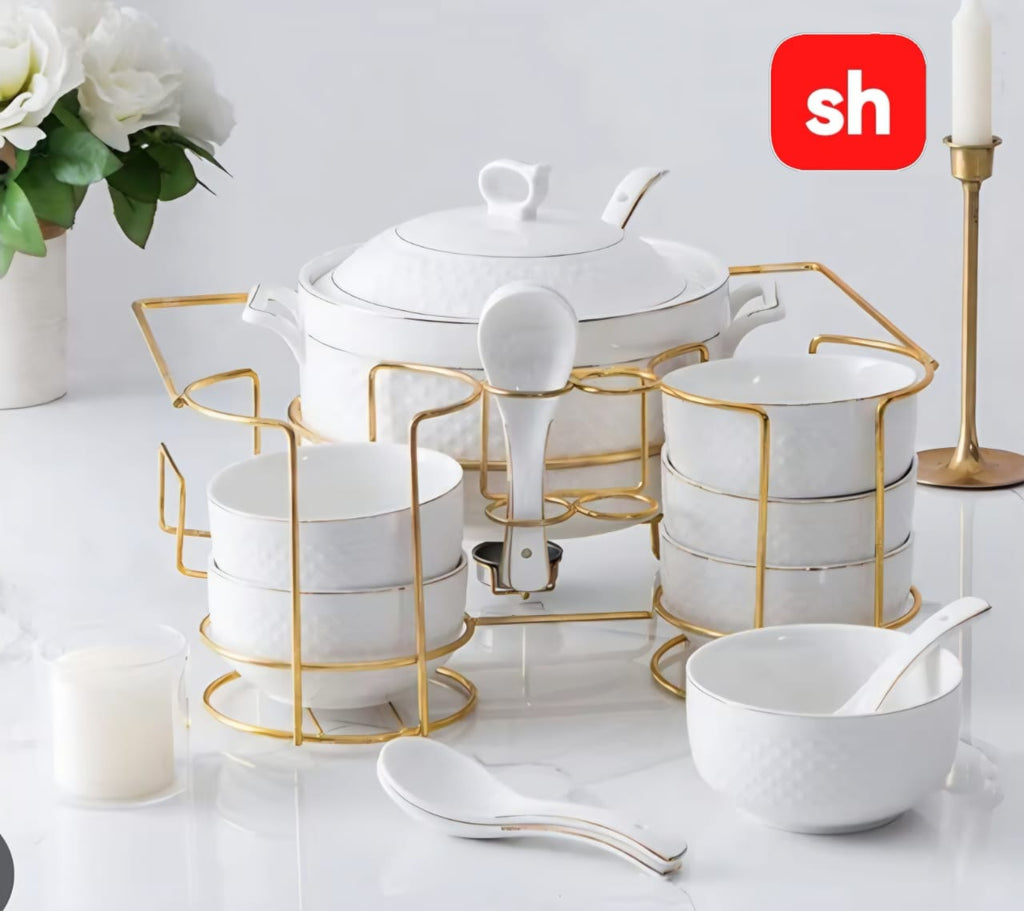 Fine porcelain soup pot set