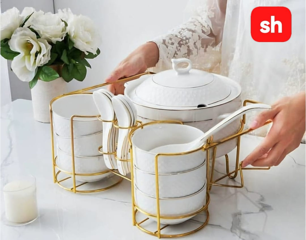 Fine porcelain soup pot set